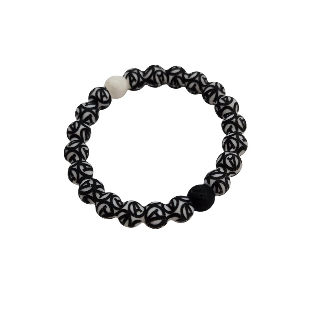 Lokai Unisex Avengers Bracelet Black White Silicone Marvel Logo XS